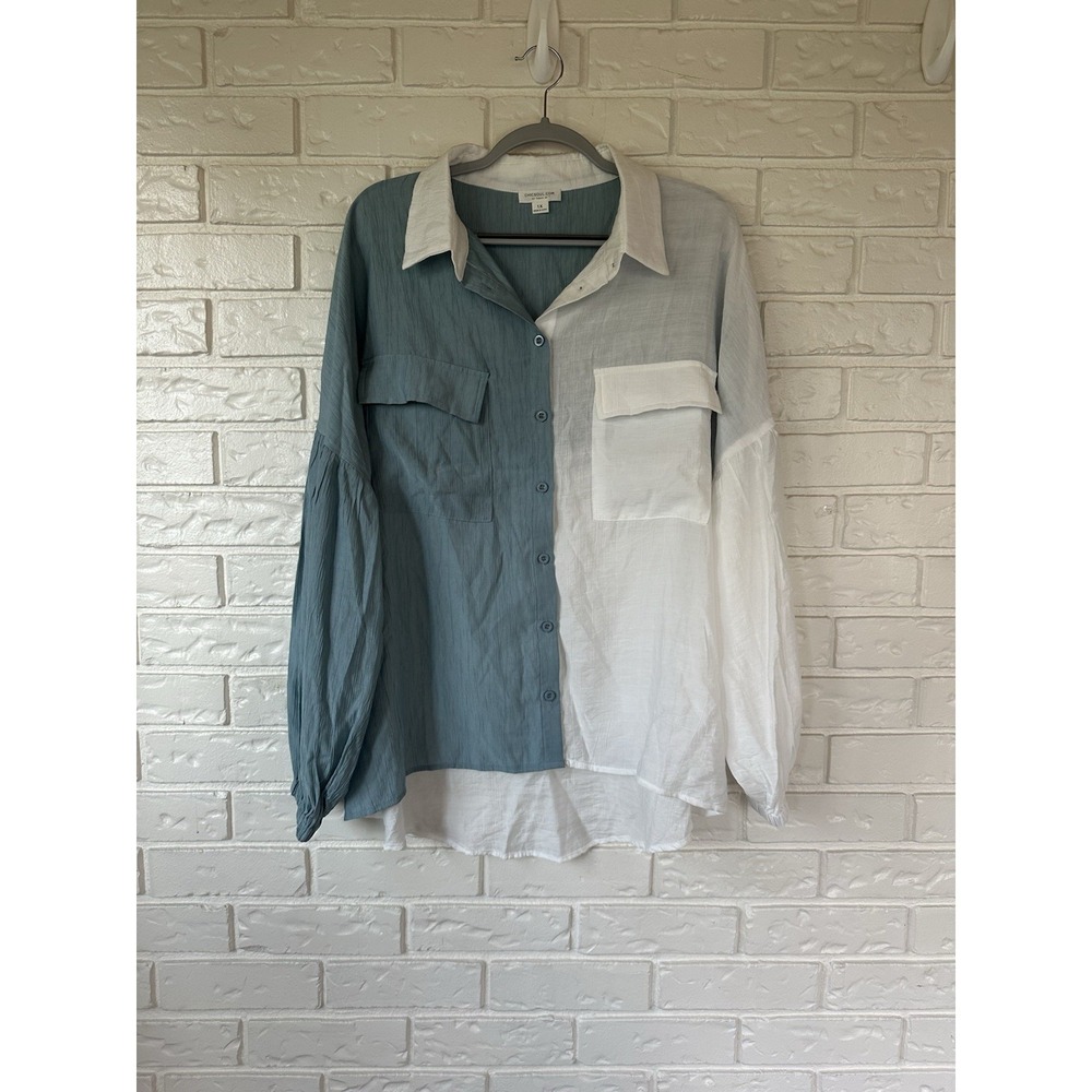 Chicsoul Women's Plus 1X Granola Girl/Cottage-core Color block Top‎